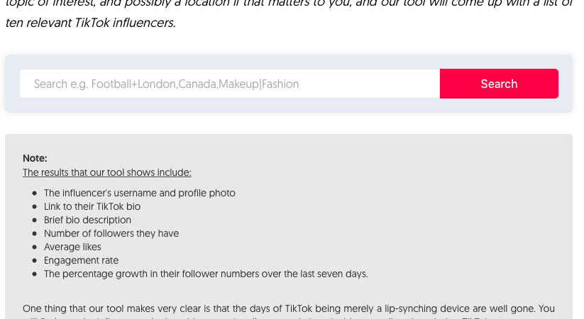 Influencer vinden tiktok tool